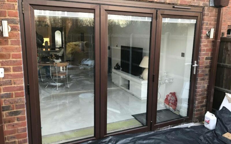 Brown aluminium bifolds